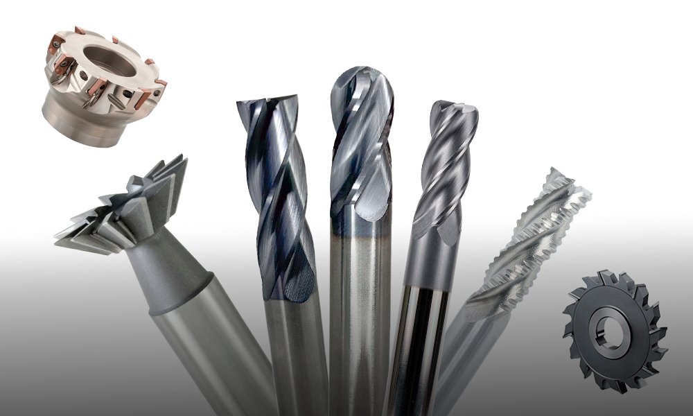 Conjunto de fresas para usinagem: topo reto, esférica, toroidal, desbaste, chanfradora, disco, face com insertos e canto vivo em metal duro
